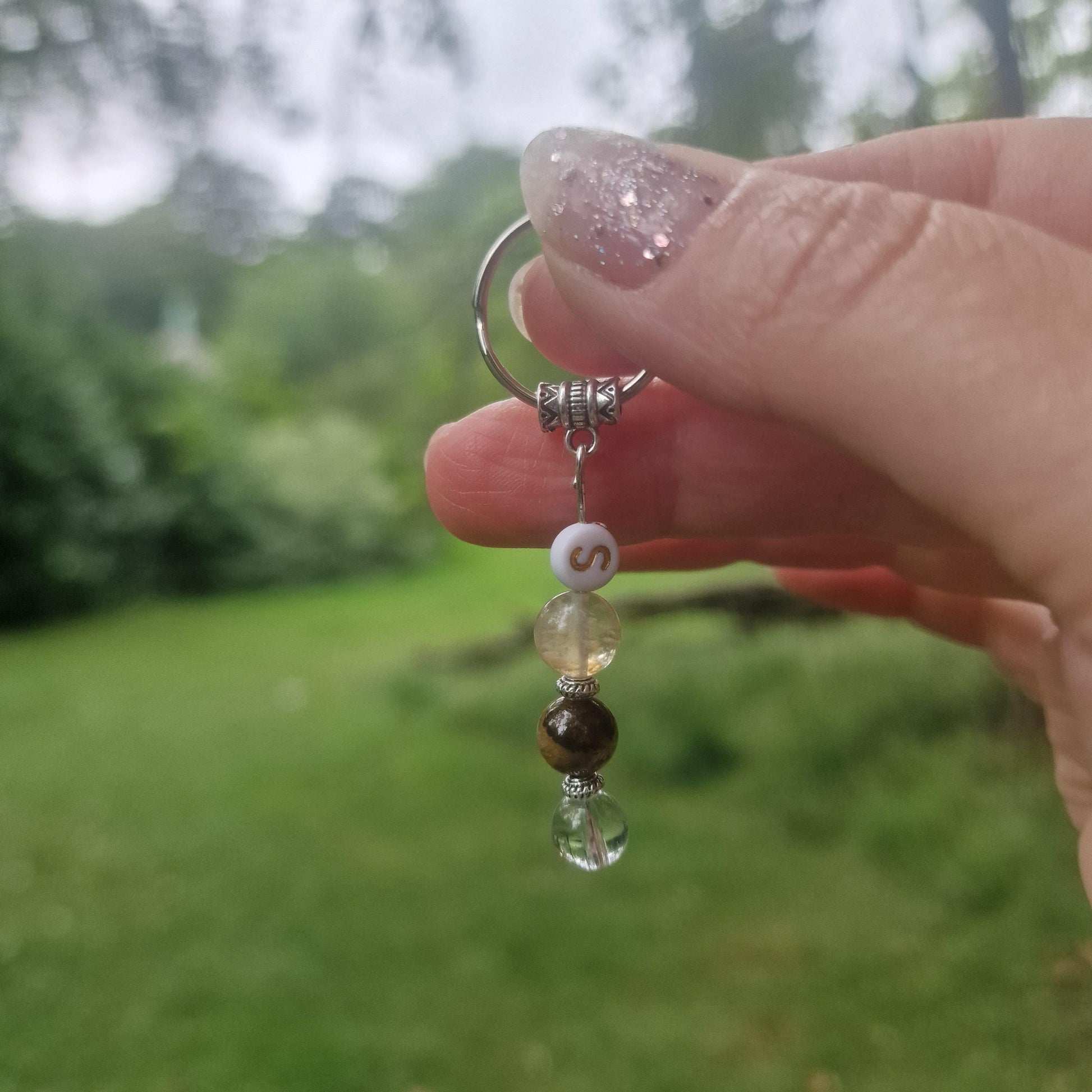 Graduation Crystal Keyring – Citrine, Tiger Eye, Clear Quartz (Class of 2026)