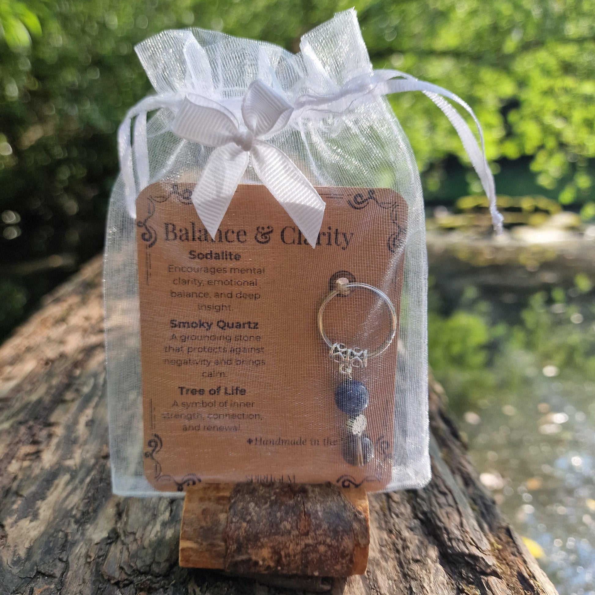 Personalized Healing Crystal Keyring: Sodalite, Smoky Quartz, Tree of Life Charm
