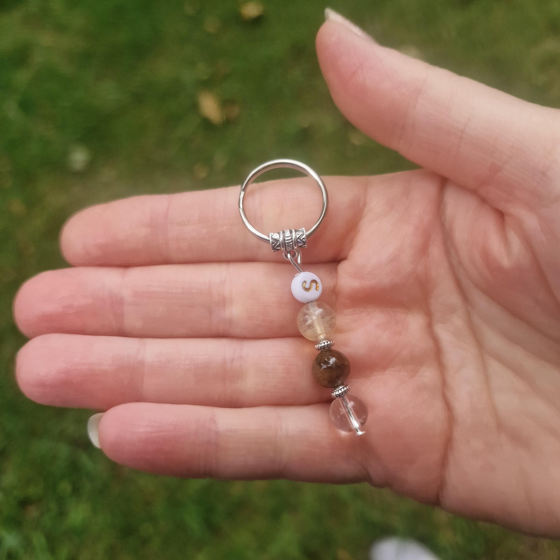 Graduation Crystal Keyring – Citrine, Tiger Eye, Clear Quartz (Class of 2026)