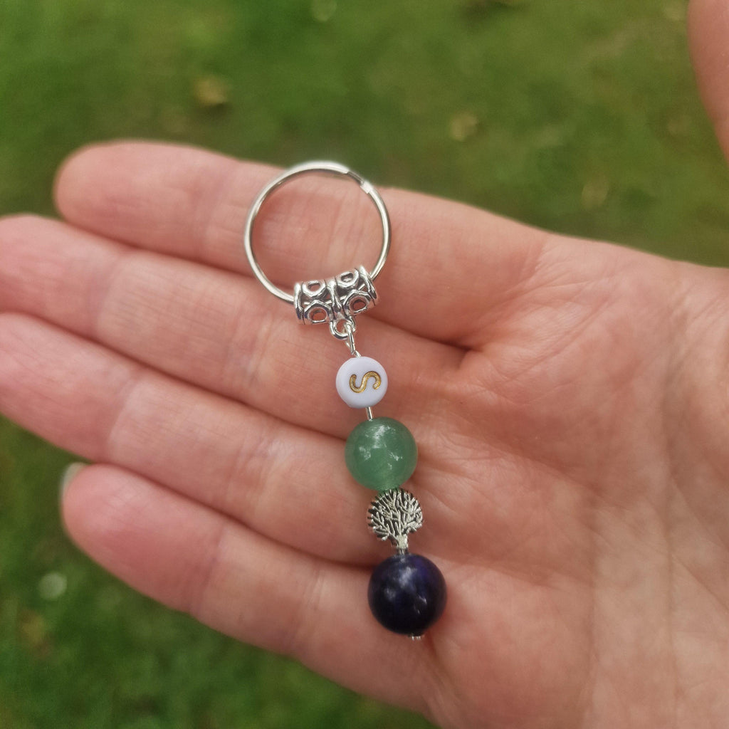 Graduation Crystal Keyring Set – Green Aventurine, Tree of Life, Lapis Lazuli (Class of 2026)