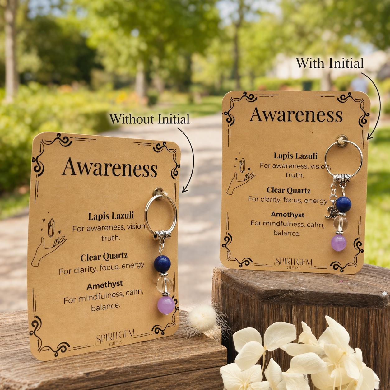 Spiritual Gift for Her, Lapis Lazuli Crystal Keyring, Personalised Intuition Keepsake