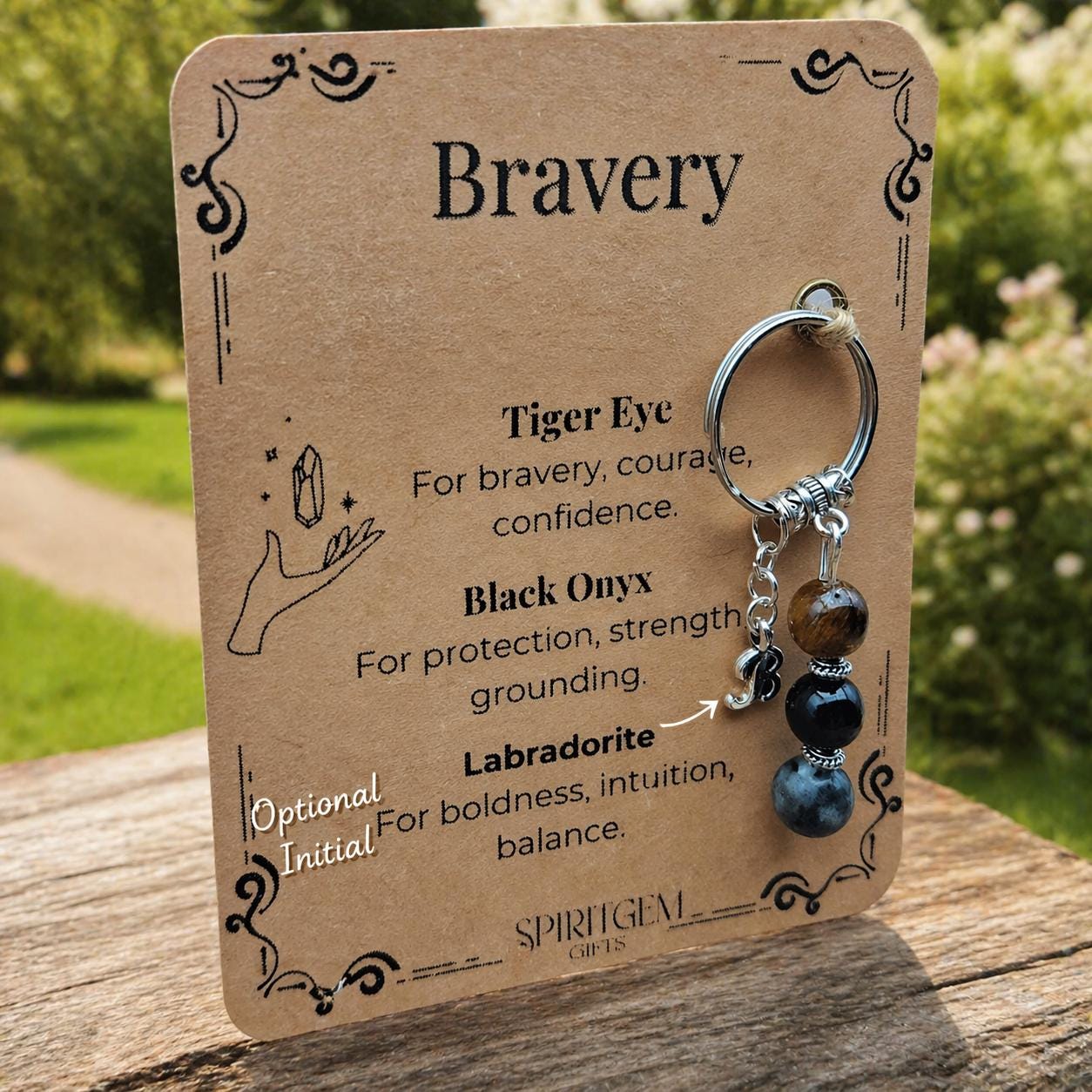Personalised Bravery Crystal Keyring, Strength Gift, Confidence Boost, Surgery Recovery, Travelling Present, New Job