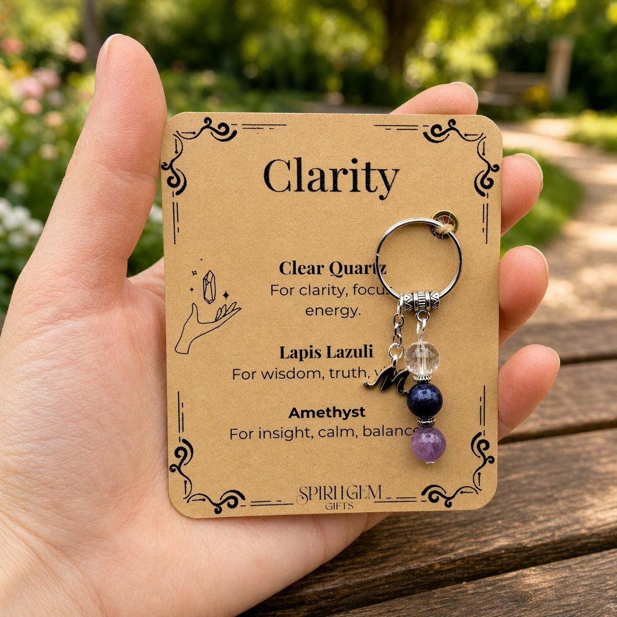 Good Luck Charm Gift, Crystal Keyring for Luck, Personalised New Start Keepsake
