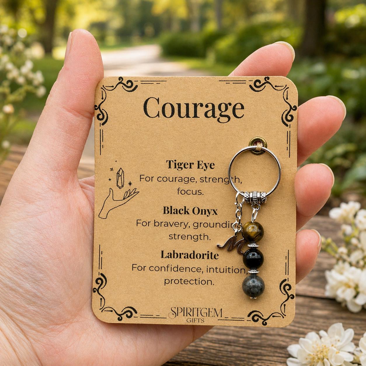 Personalised Courage Keyring, Strength Charm, Surgery Recovery, Divorce Support, New Chapter Present, Fearless