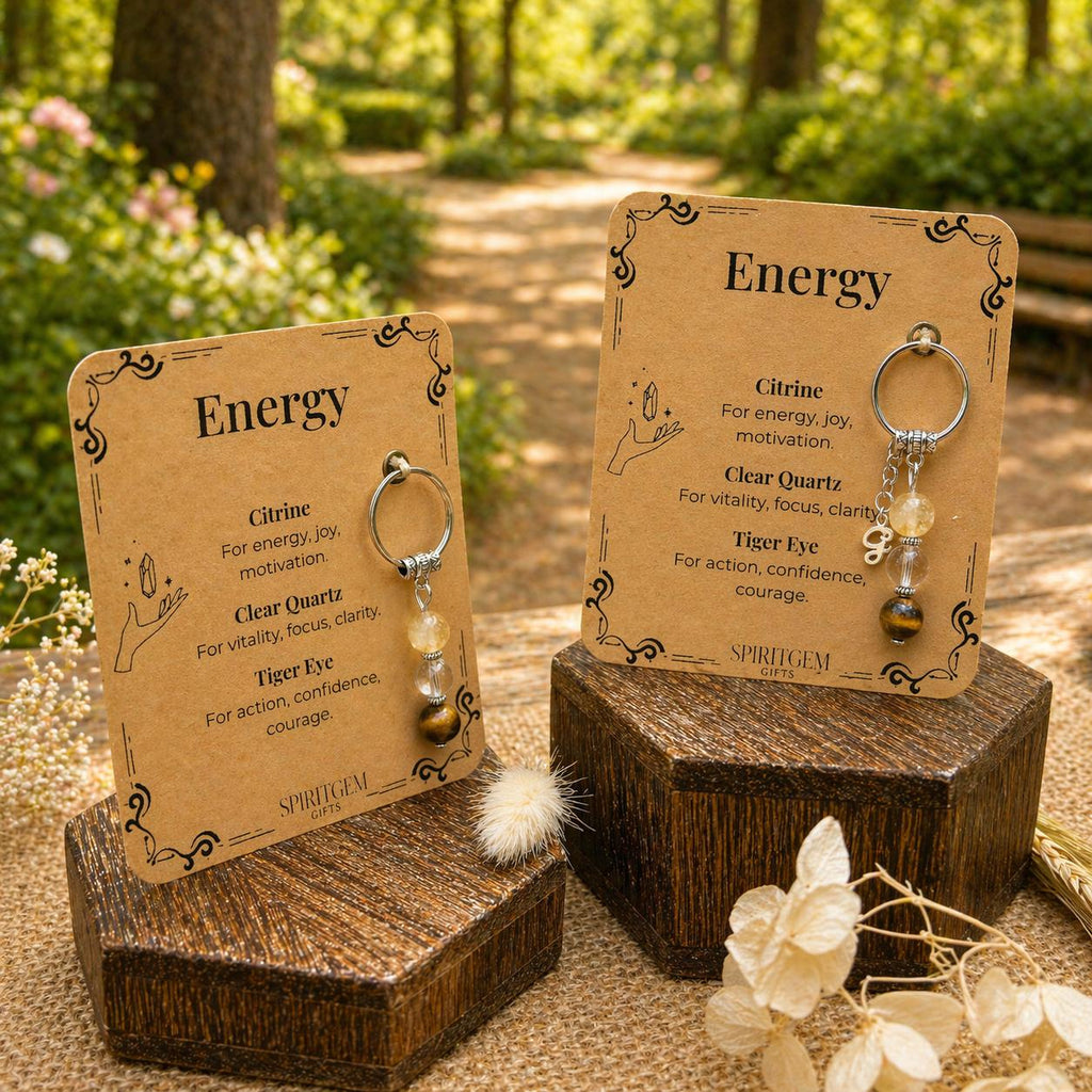 Personalised Energy Keyring, New Job Motivation, Burnout Recovery, Positive Vibes Present, Fitness Goal, Vitality