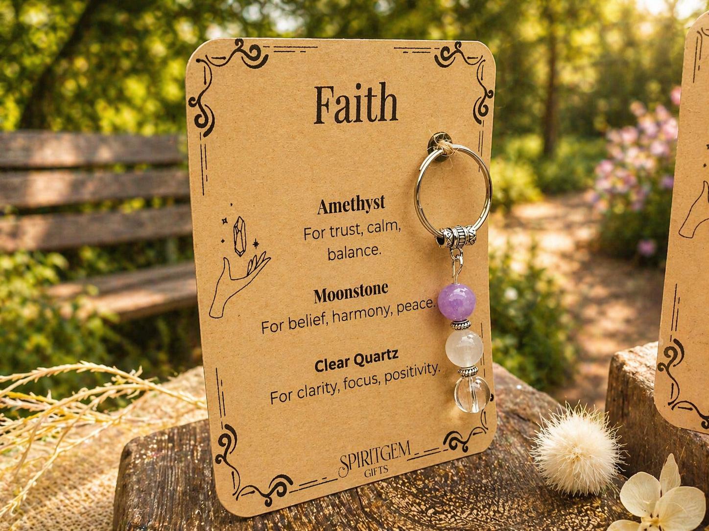 Confirmation Gift for Girl, Crystal Keyring, Personalised Faith Keepsake