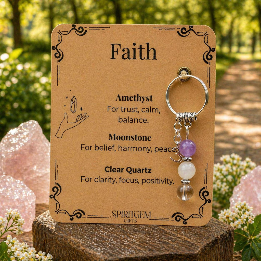 Confirmation Gift for Girl, Crystal Keyring, Personalised Faith Keepsake