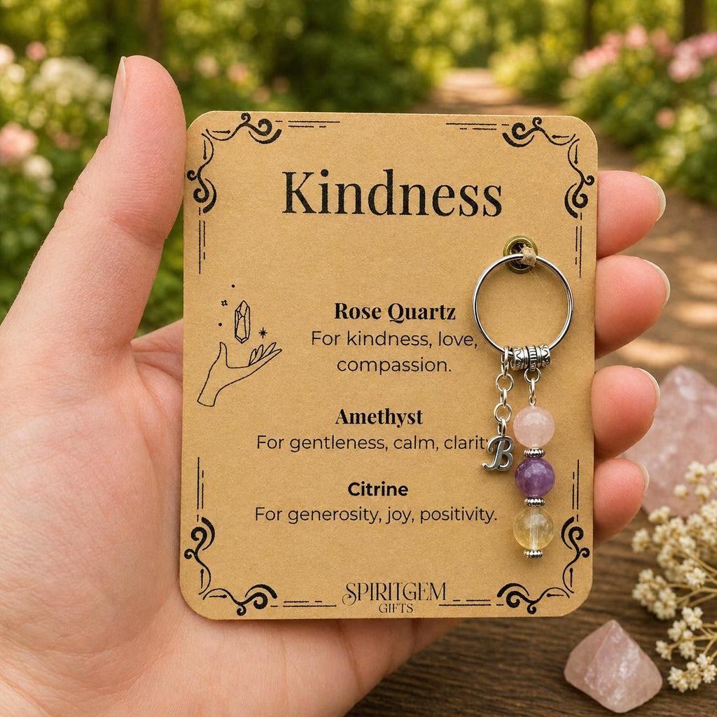Personalised Kindness Gemstone Keyring, Thoughtful Appreciation Charm