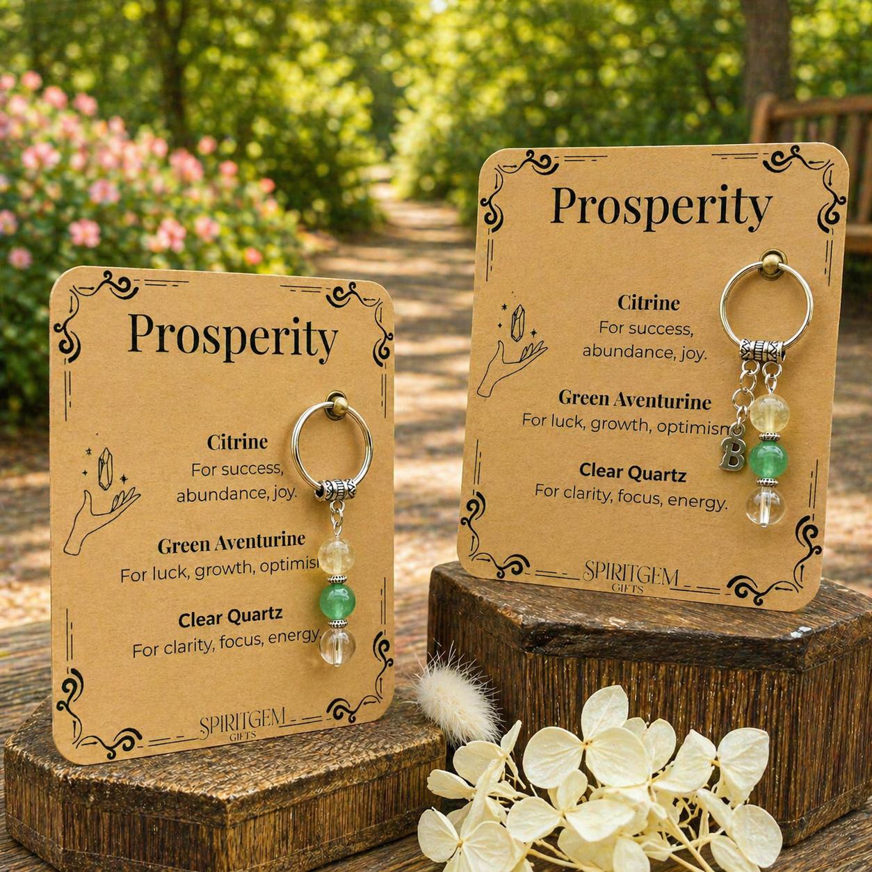 Personalised Prosperity Keyring, New Business Gift, Career Success, Wealth Abundance Charm, Entrepreneur Token, Growth