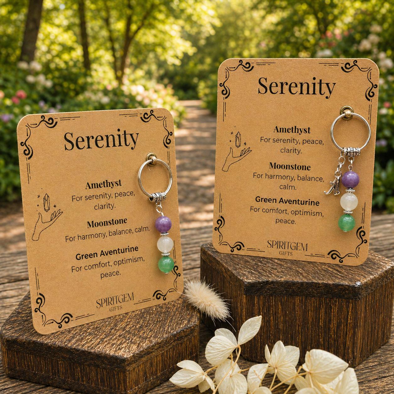 PERSONALISED Sympathy Gift Keyring, Bereavement Keepsake, Calm Crystal Charm, Thinking of You Gift