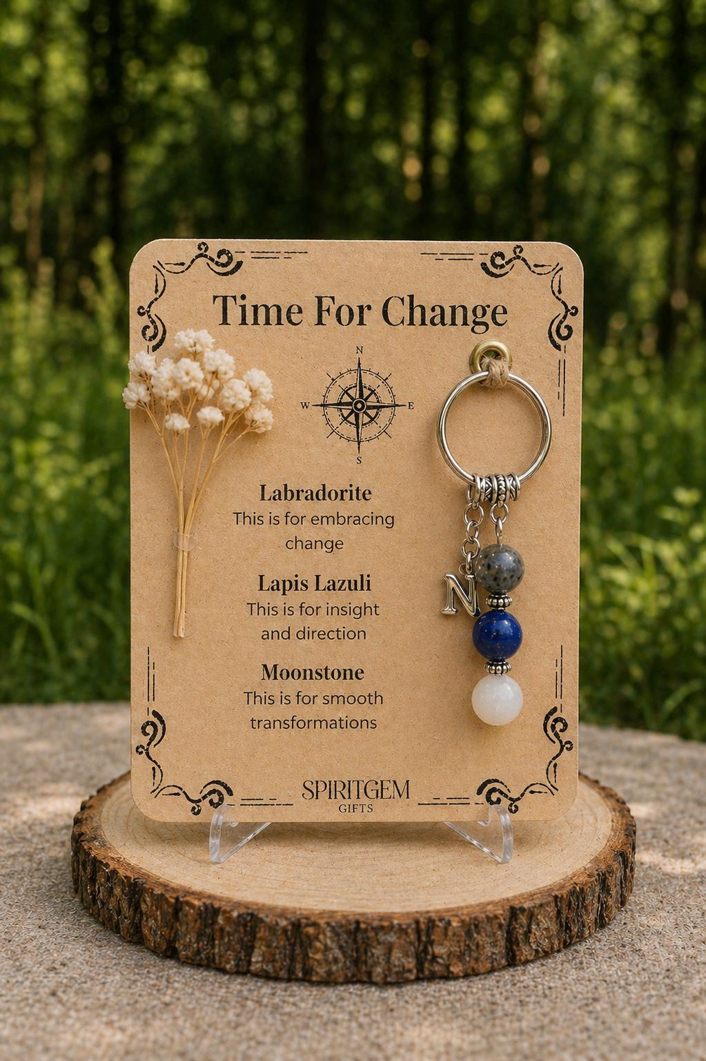 Personalised Time For Change Keyring, Transformation Present, Spiritual Journey Token, New Life Charm, Guidance