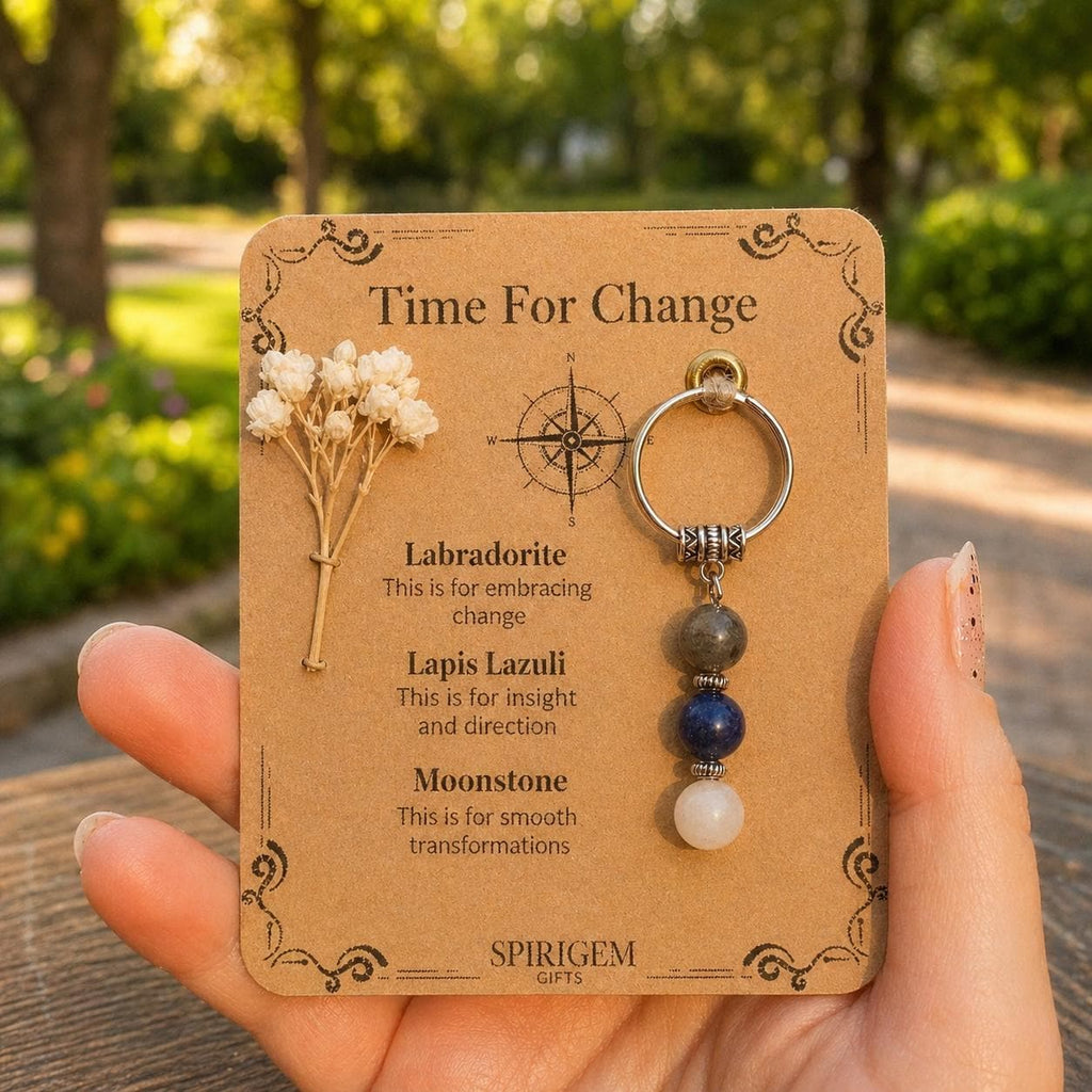 Personalised Time For Change Keyring, Transformation Present, Spiritual Journey Token, New Life Charm, Guidance
