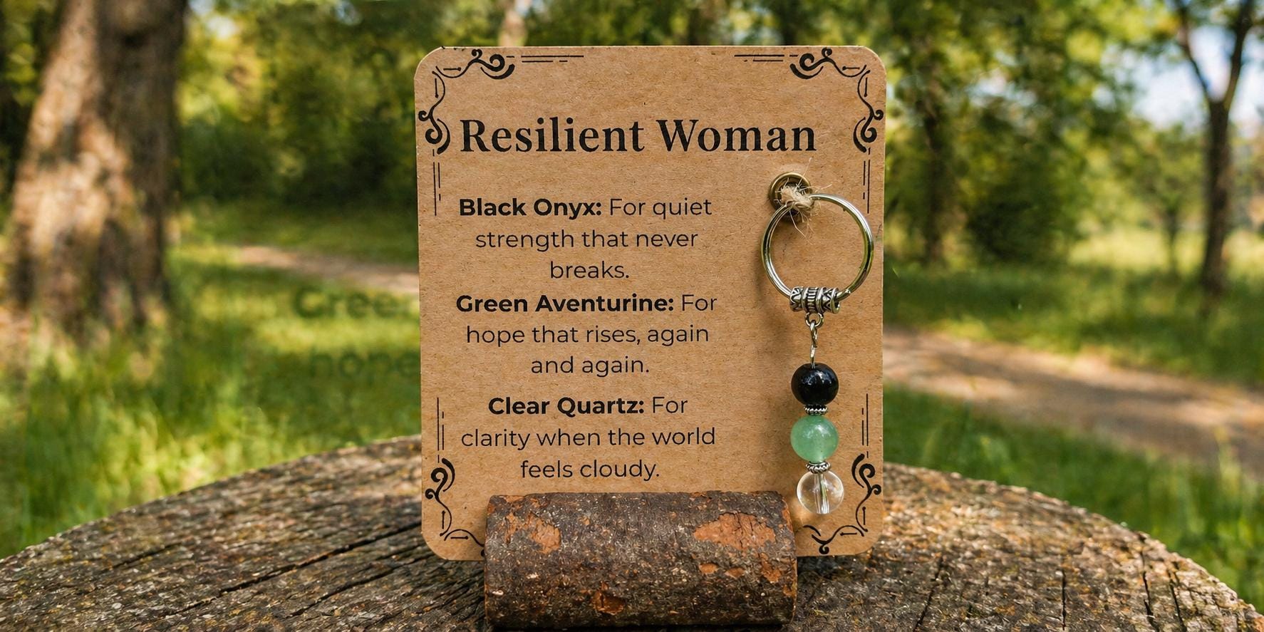PERSONALISED Crystal Keyring for Her. Resilient Women Birthday Gift / Healing Gift for Wife with Meaning Card / Motivational,  Feminine Gift