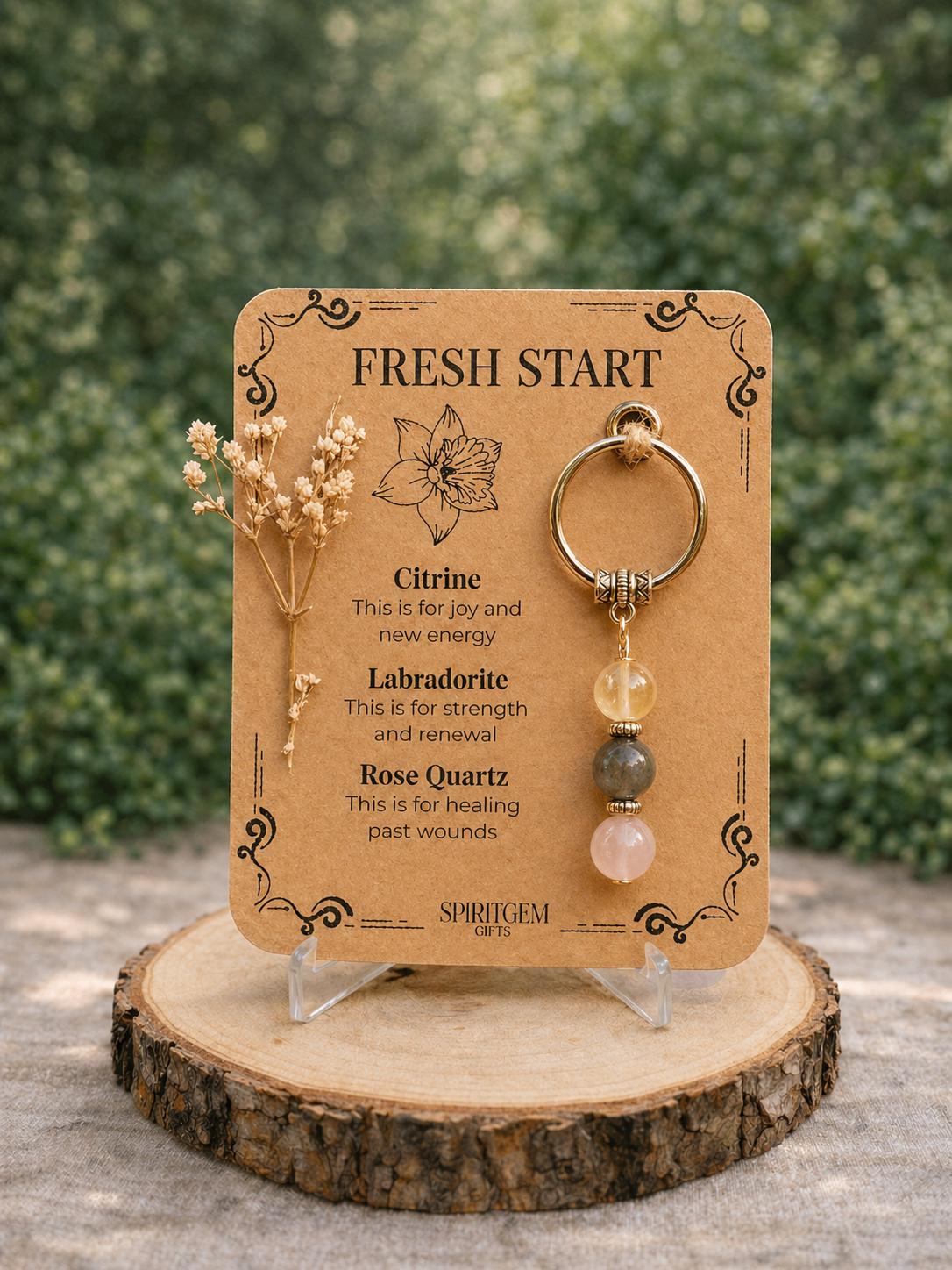 Fresh Start Gift Keyring, New school, Personalised Crystal Keychain, New Job Gift, interview gift, New Home Gift, Graduation Present