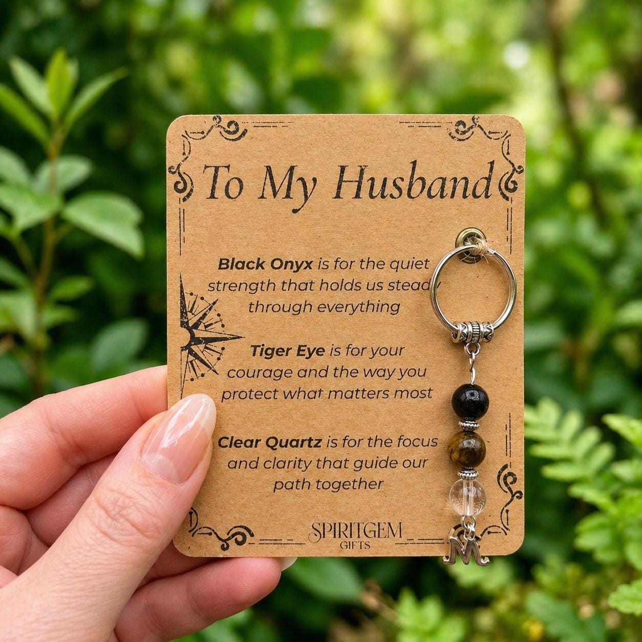 PERSONALISED HUSBAND keyring. Gift for Husband from Wife, Crystal Keyring with Meaning, Anniversary or Birthday Keepsake for Him
