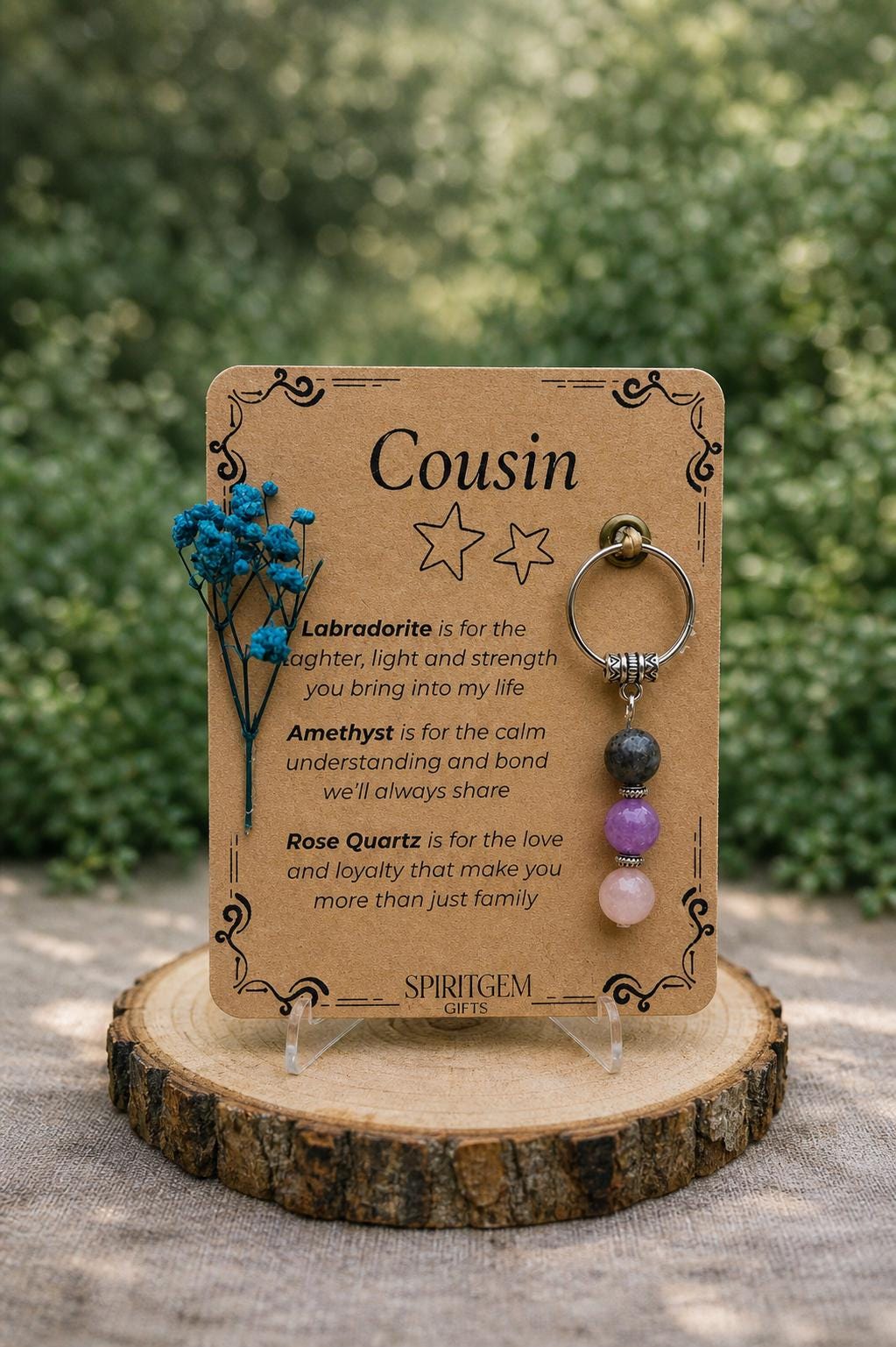 Personalised Cousin Keepsake with Gemstones – Birthday Thank You Gift