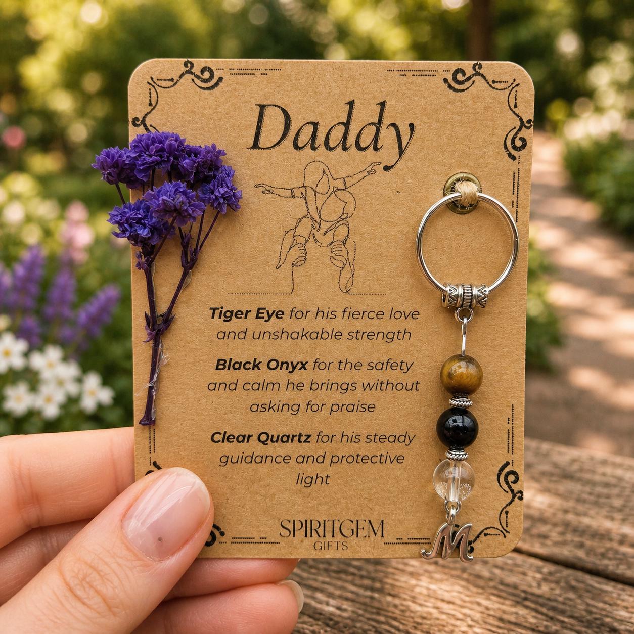 New Dad Gift, Crystal Keyring for First Time Daddy, Personalised Keepsake from Bump