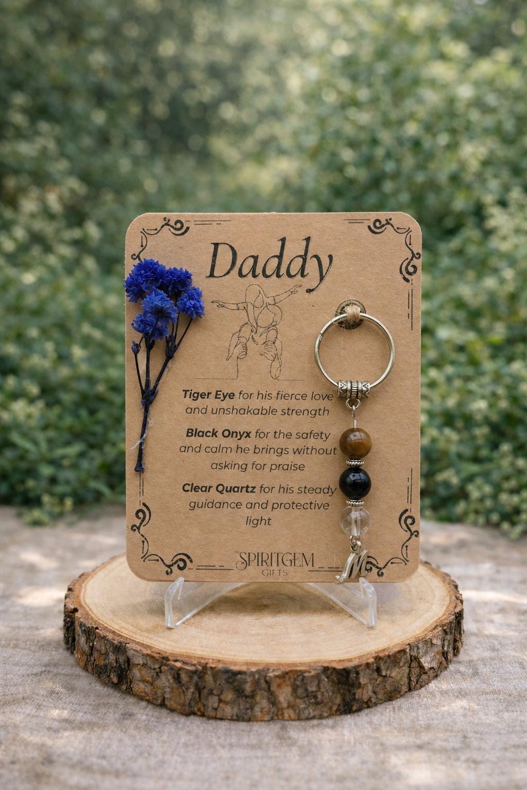 New Dad Gift, Crystal Keyring for First Time Daddy, Personalised Keepsake from Bump
