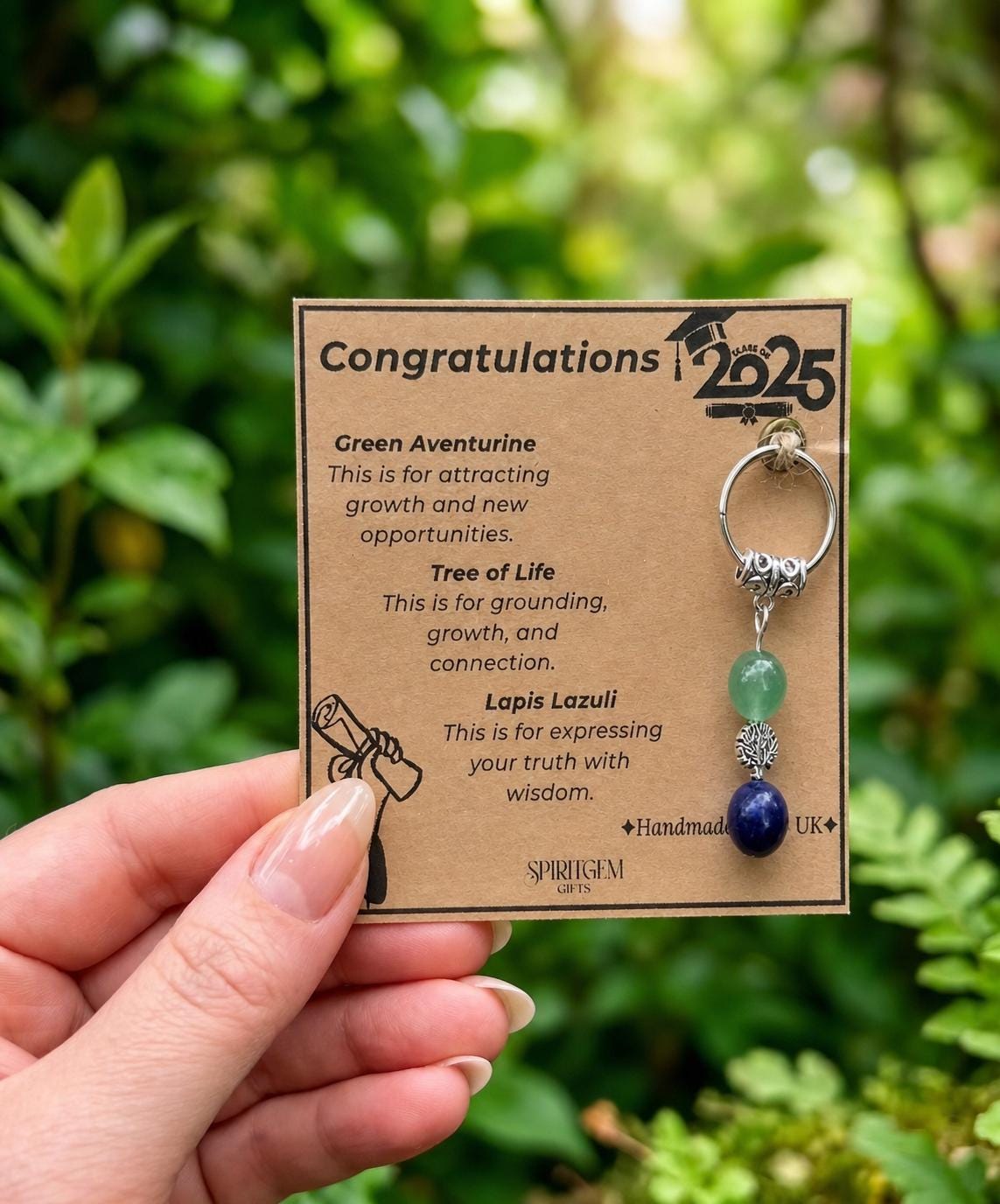 Personalized Graduation Crystal Keyring: Class of 2026, Tree of Life Charm