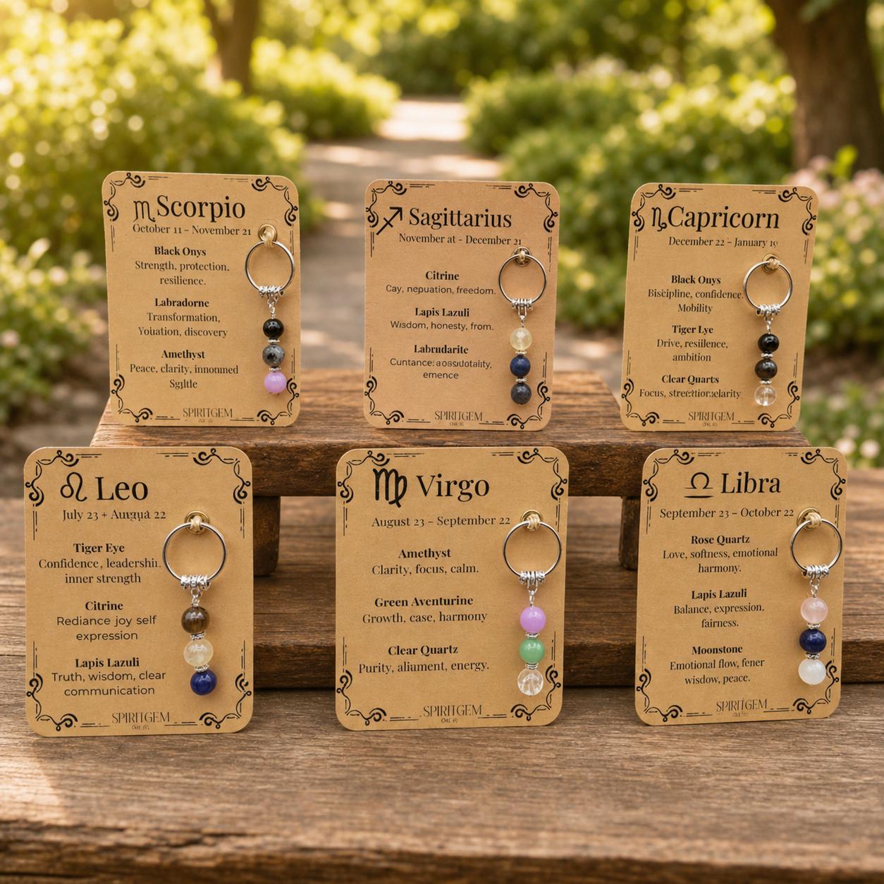 Personalised Zodiac Crystal Keyring, Natural Gemstones, Birthday Gift