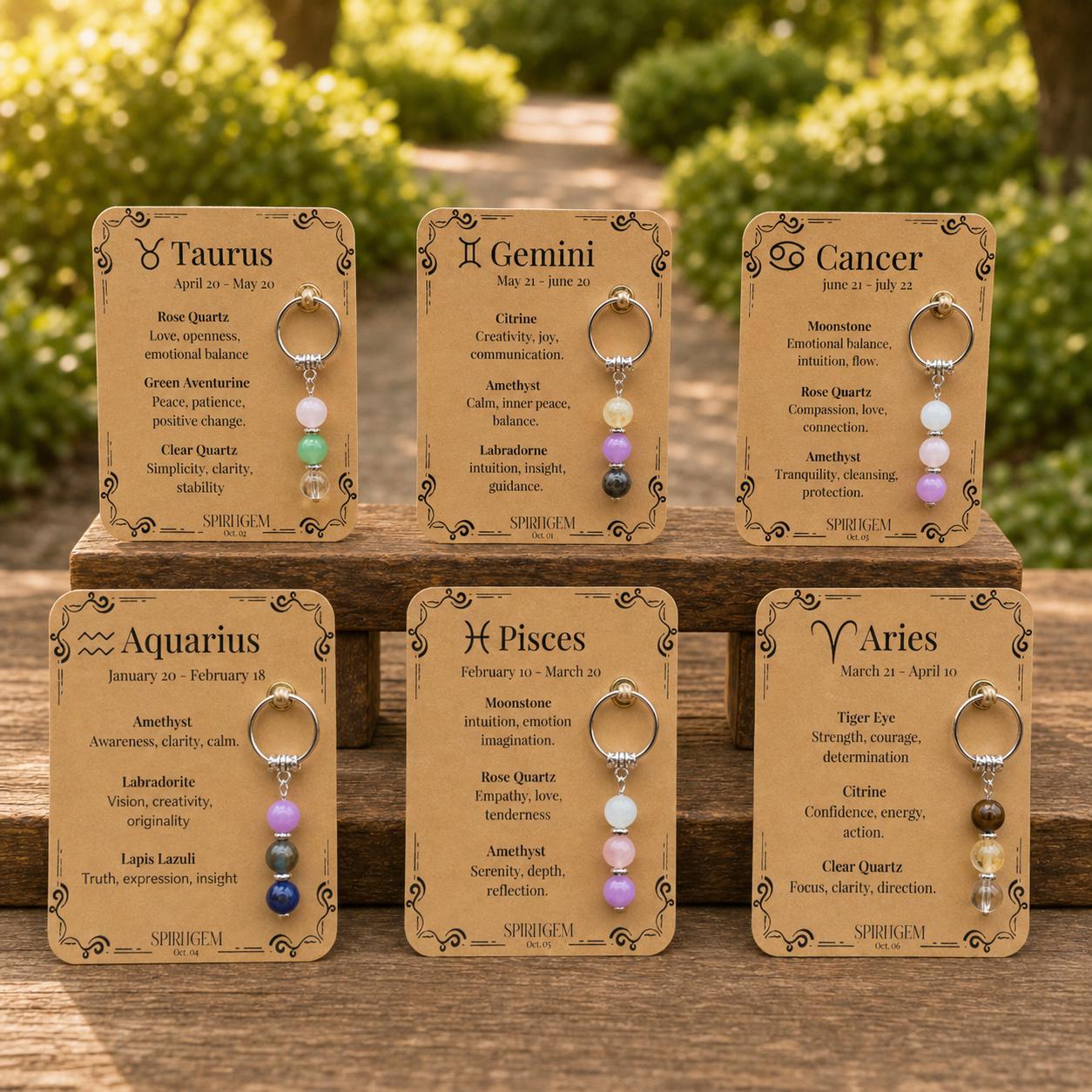 Personalised Zodiac Crystal Keyring, Natural Gemstones, Birthday Gift