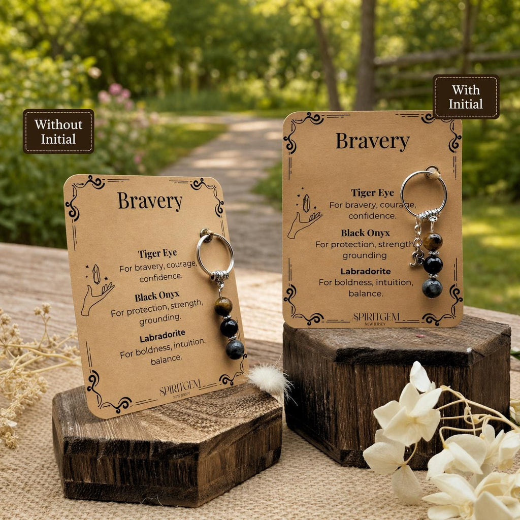 Personalised Bravery Crystal Keyring, Strength Gift, Confidence Boost, Surgery Recovery, Travelling Present, New Job