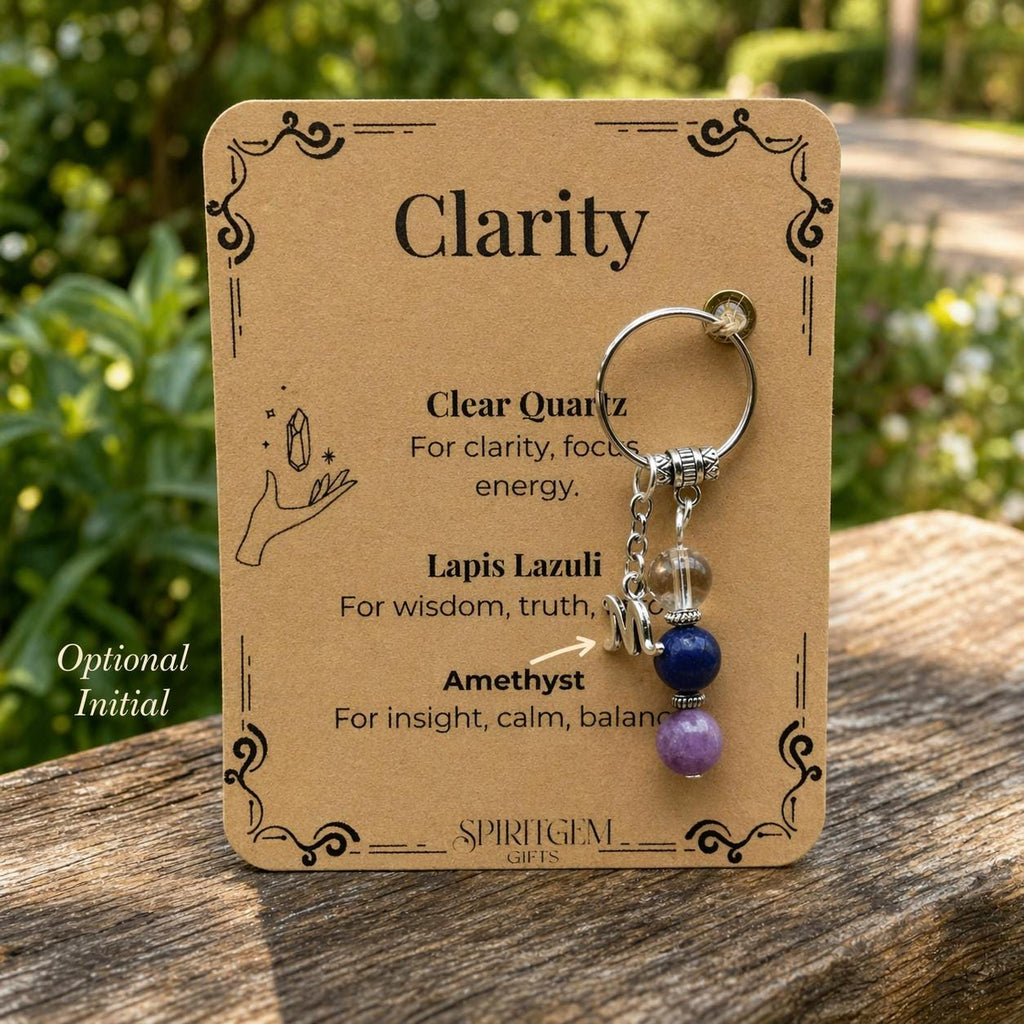 Good Luck Charm Gift, Crystal Keyring for Luck, Personalised New Start Keepsake