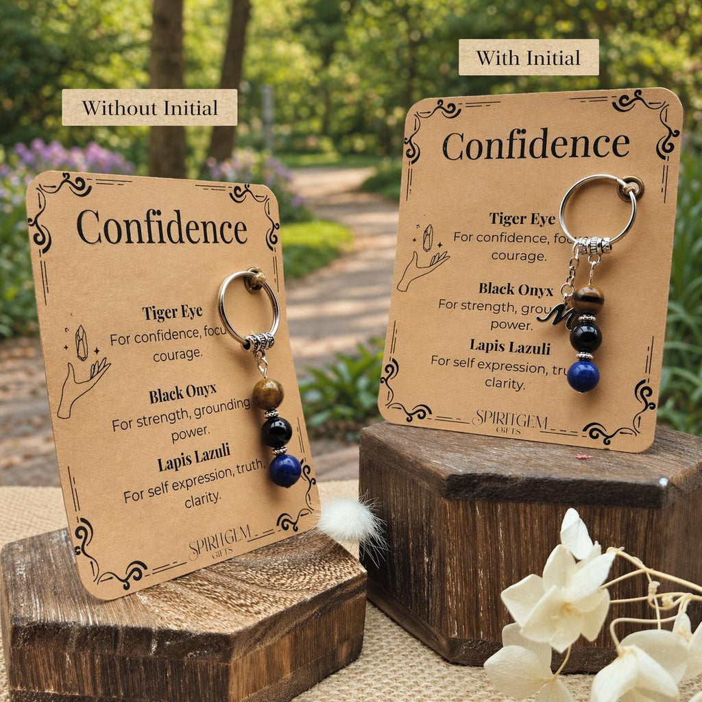 Interview Good Luck Gift, Confidence Crystal Keyring, Personalised New Job Wishes Keepsake