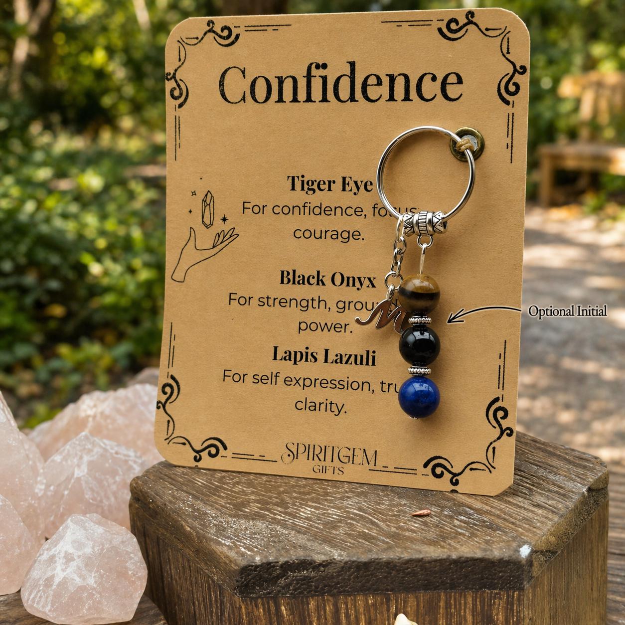 Interview Good Luck Gift, Confidence Crystal Keyring, Personalised New Job Wishes Keepsake