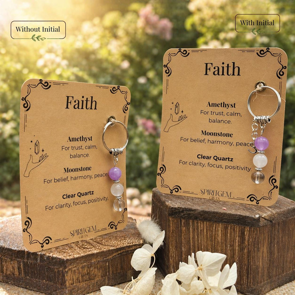 Confirmation Gift for Girl, Crystal Keyring, Personalised Faith Keepsake