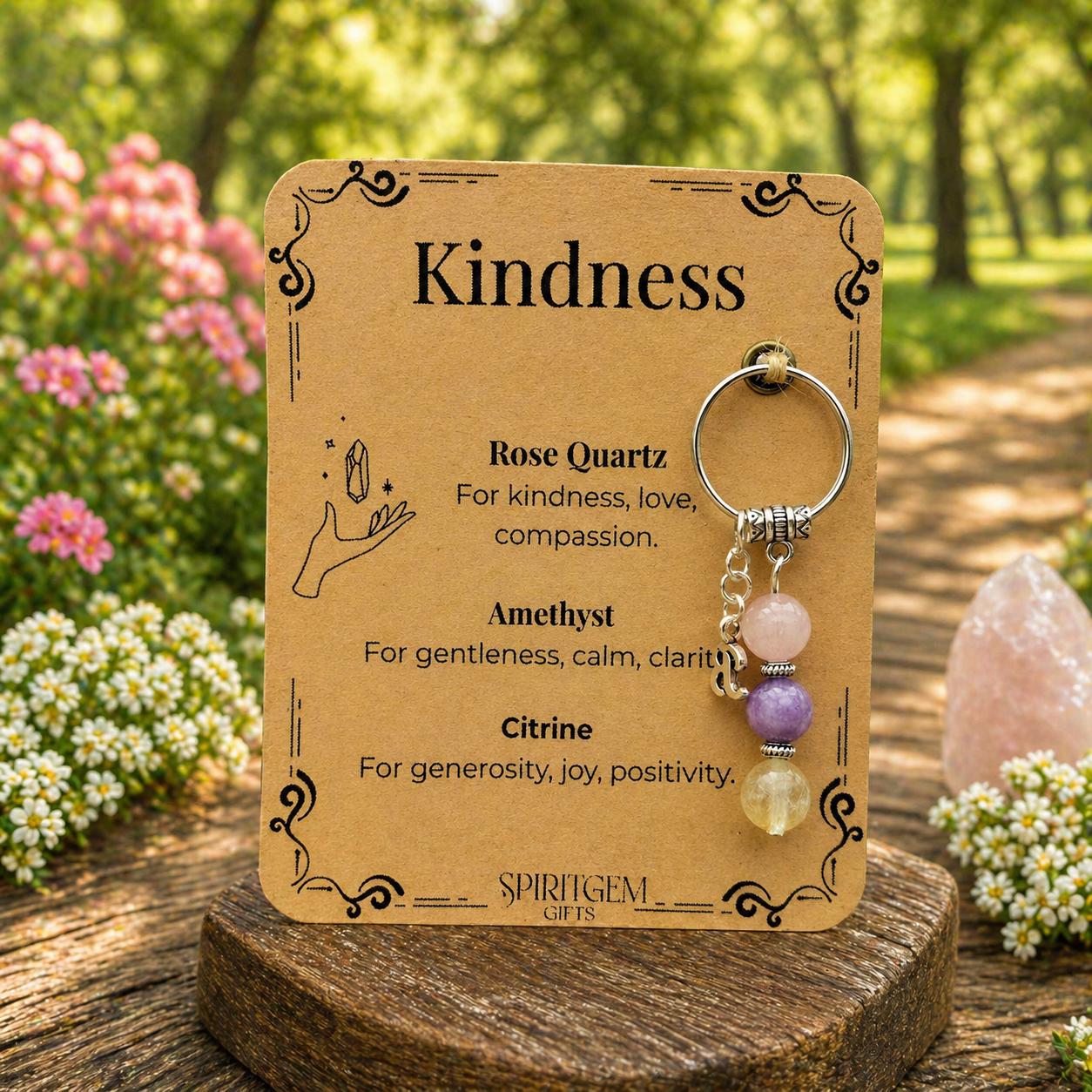 Personalised Kindness Gemstone Keyring, Thoughtful Appreciation Charm