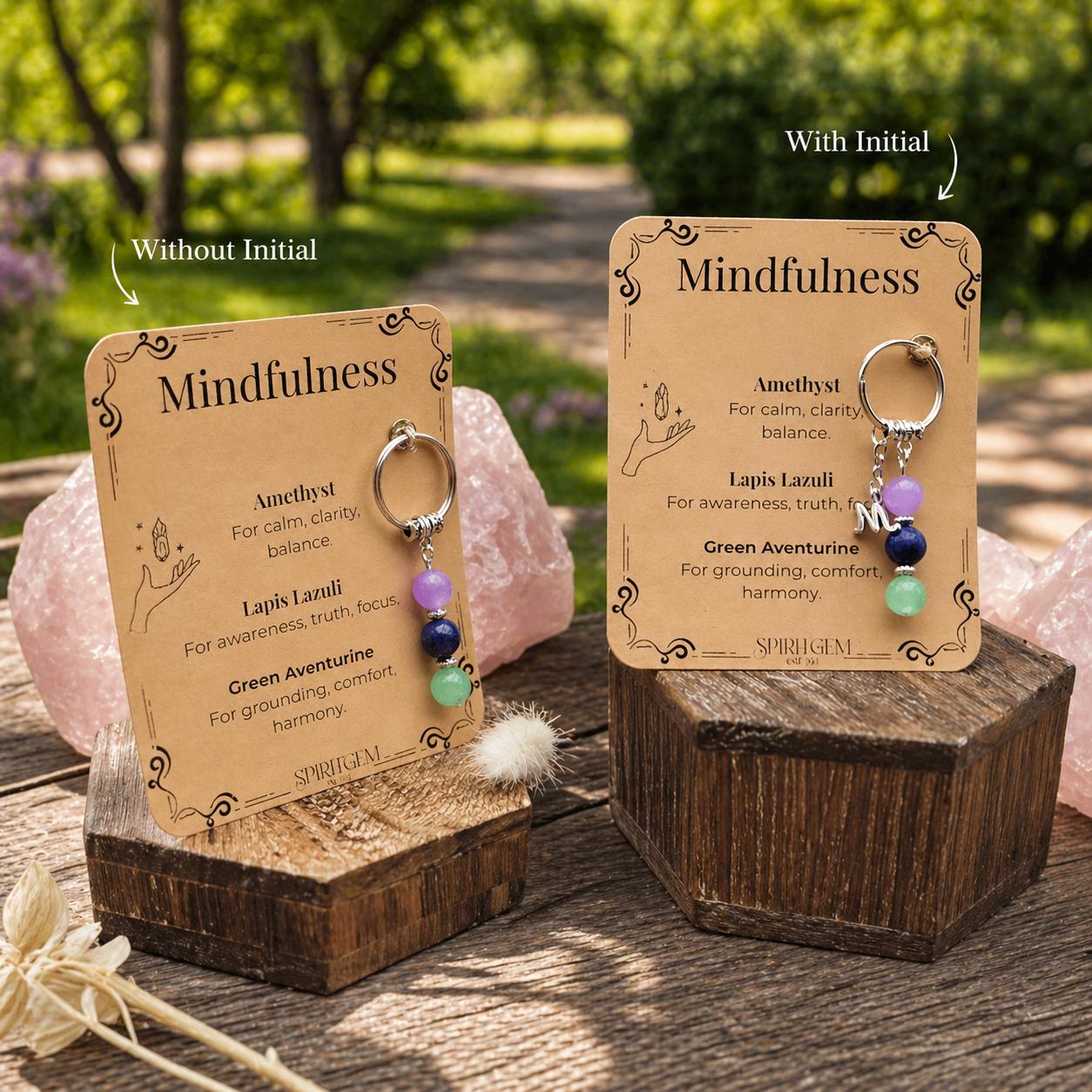 Personalised Mindfulness Gemstone Keyring, , Anxiety Relief, Zen Charm