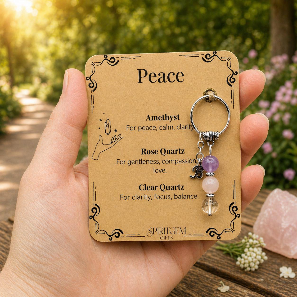 Personalised Peace Keyring, Retirement Gift, Anxiety Relief, Stress Support Token, Serenity Present, Inner Calm