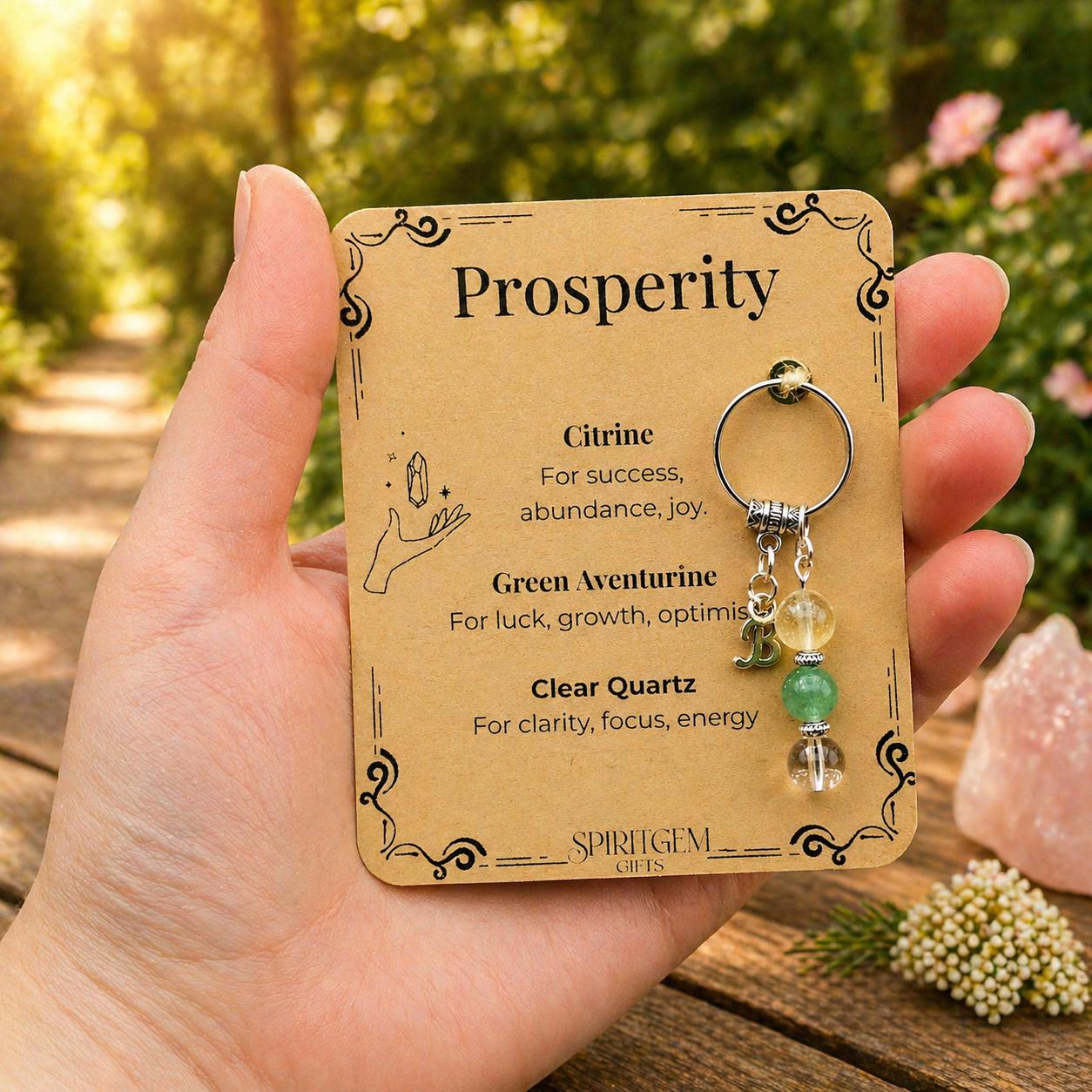 Personalised Prosperity Keyring, New Business Gift, Career Success, Wealth Abundance Charm, Entrepreneur Token, Growth