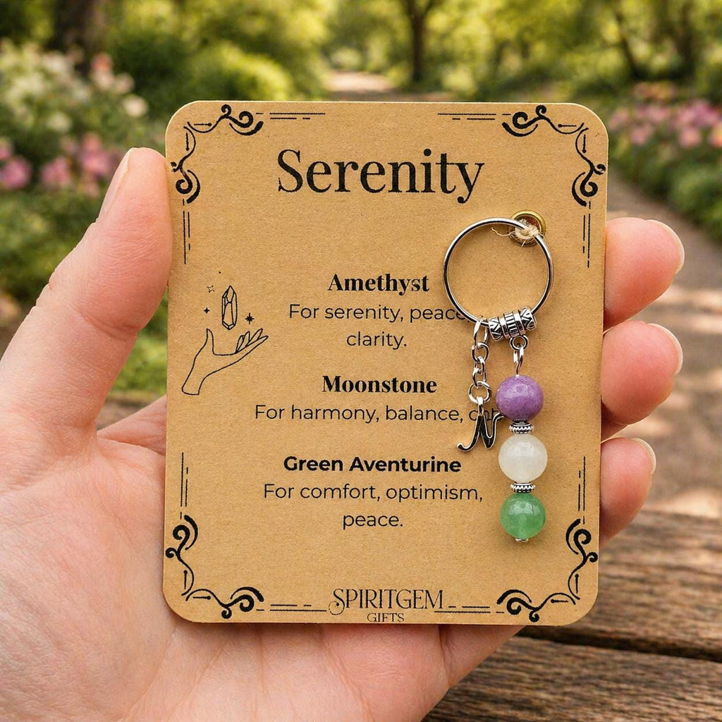 PERSONALISED Sympathy Gift Keyring, Bereavement Keepsake, Calm Crystal Charm, Thinking of You Gift