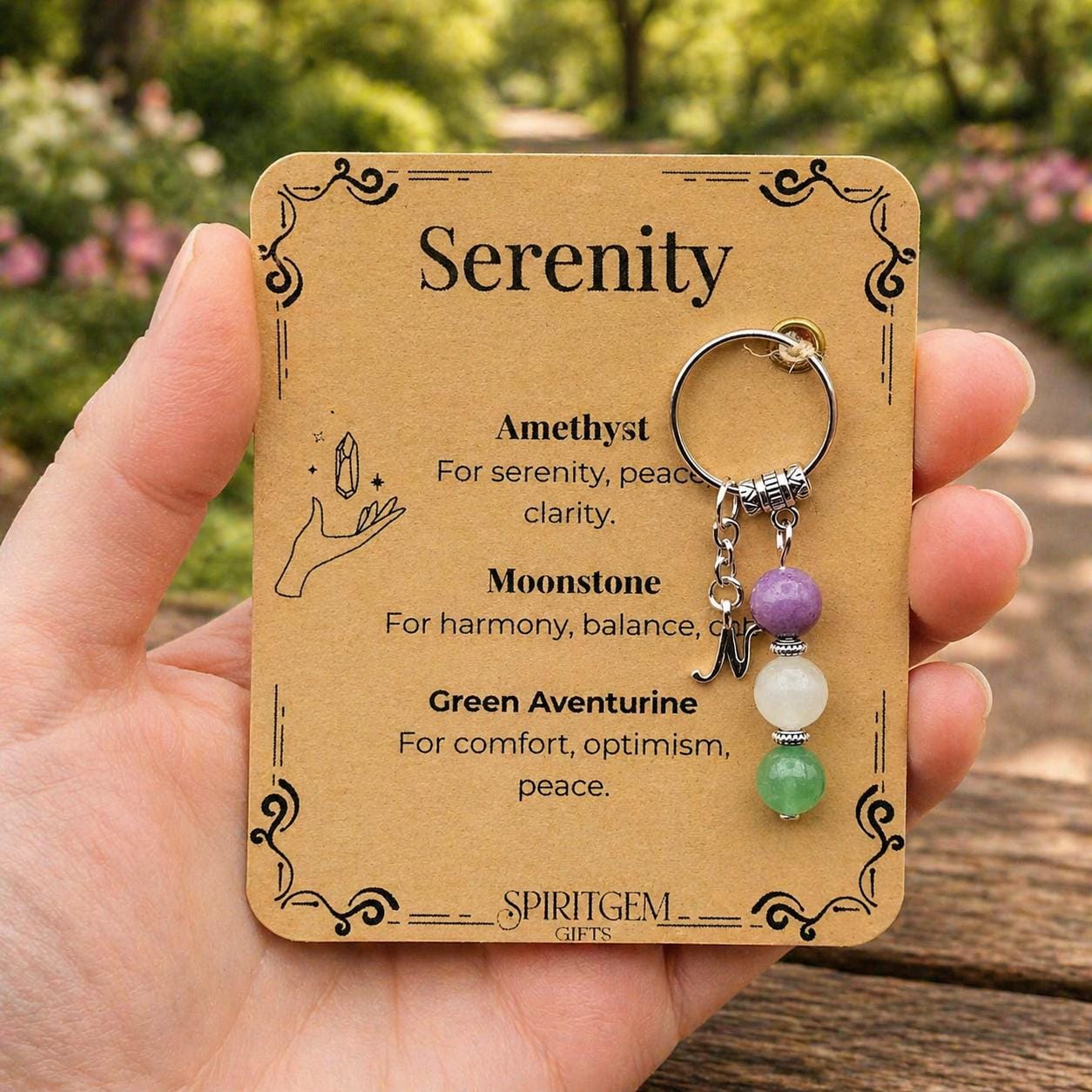 PERSONALISED Sympathy Gift Keyring, Bereavement Keepsake, Calm Crystal Charm, Thinking of You Gift