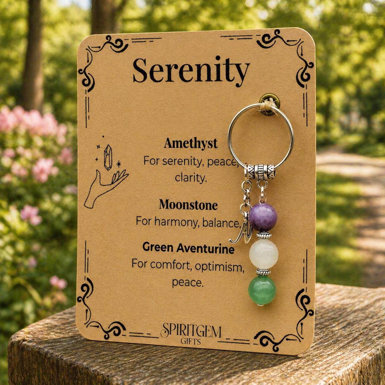 PERSONALISED Sympathy Gift Keyring, Bereavement Keepsake, Calm Crystal Charm, Thinking of You Gift