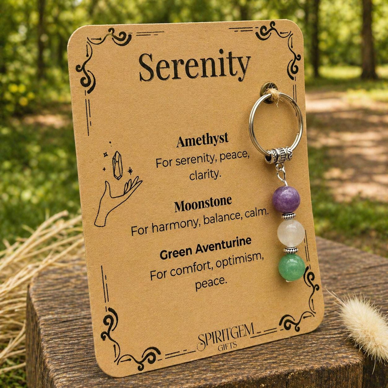 PERSONALISED Sympathy Gift Keyring, Bereavement Keepsake, Calm Crystal Charm, Thinking of You Gift