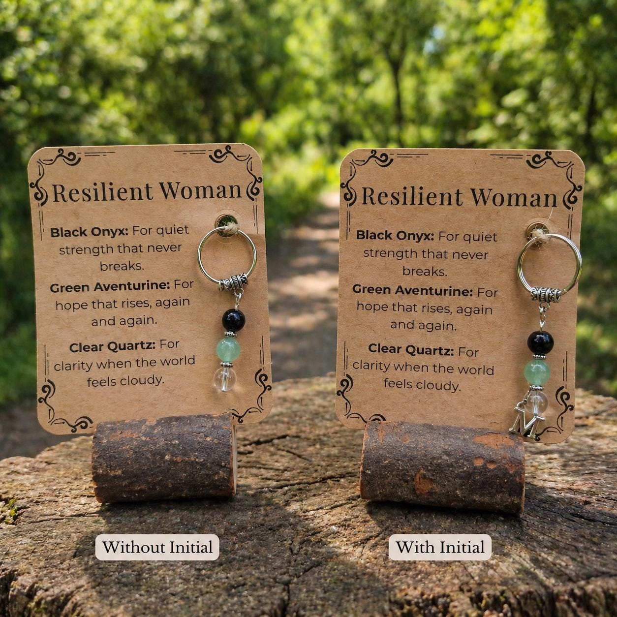 PERSONALISED Crystal Keyring for Her. Resilient Women Birthday Gift / Healing Gift for Wife with Meaning Card / Motivational,  Feminine Gift