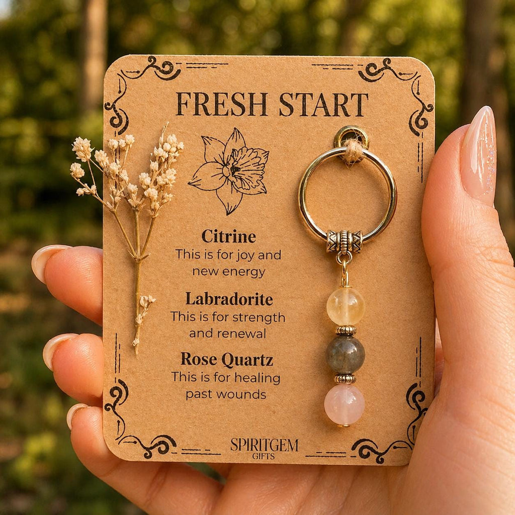 Fresh Start Gift Keyring, New school, Personalised Crystal Keychain, New Job Gift, interview gift, New Home Gift, Graduation Present