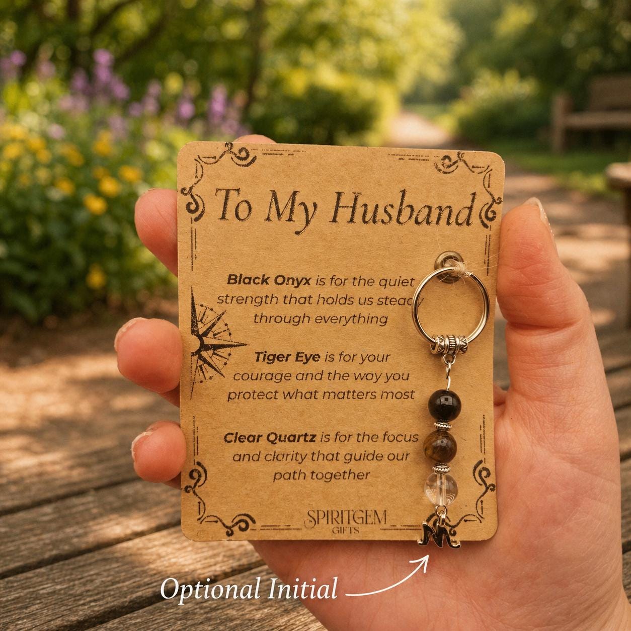 PERSONALISED HUSBAND keyring. Gift for Husband from Wife, Crystal Keyring with Meaning, Anniversary or Birthday Keepsake for Him