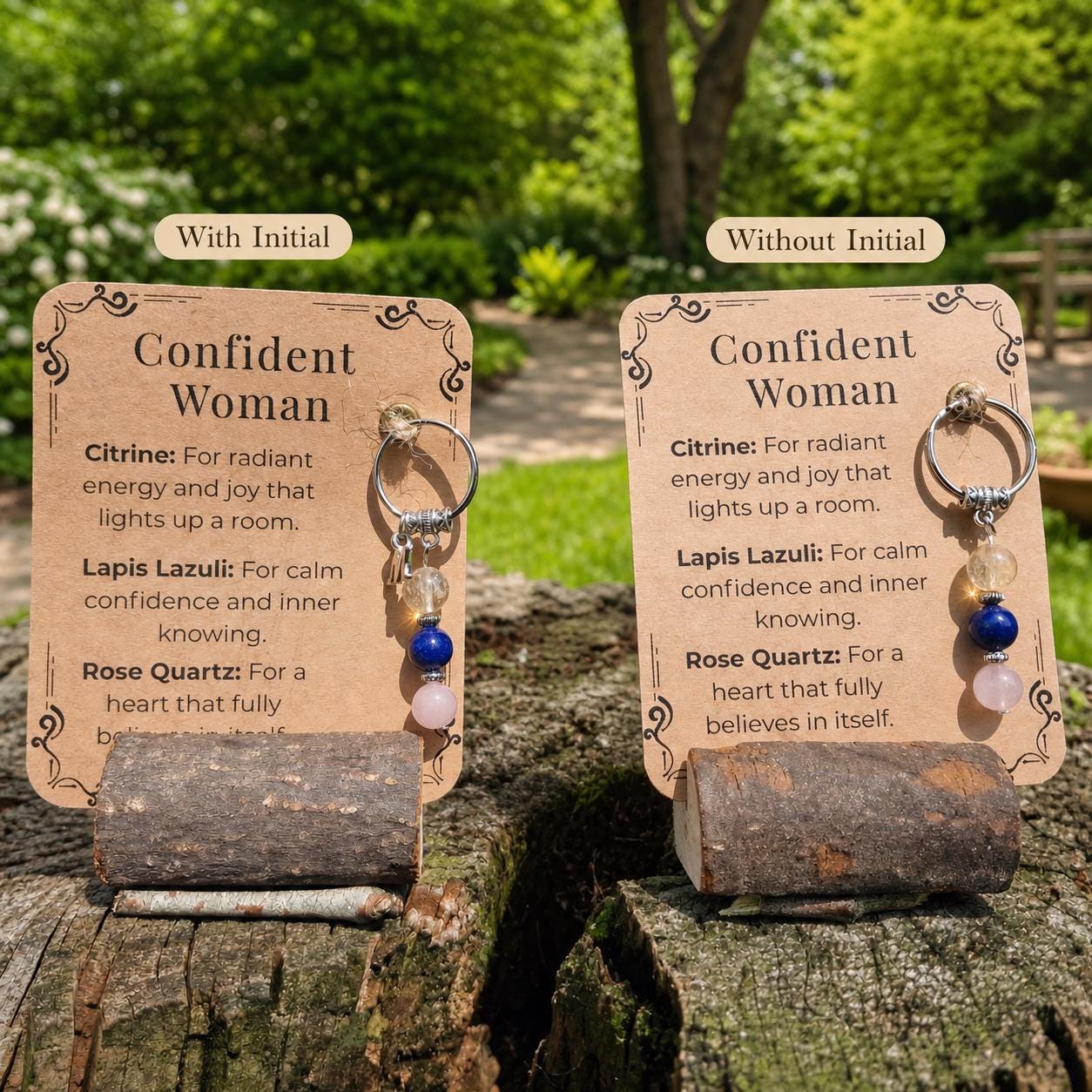Confident Woman Crystal Keyring: Citrine, Lapis Lazuli, Rose Quartz – Handmade Empowerment Gift