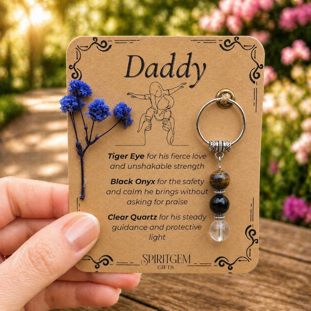 New Dad Gift, Crystal Keyring for First Time Daddy, Personalised Keepsake from Bump