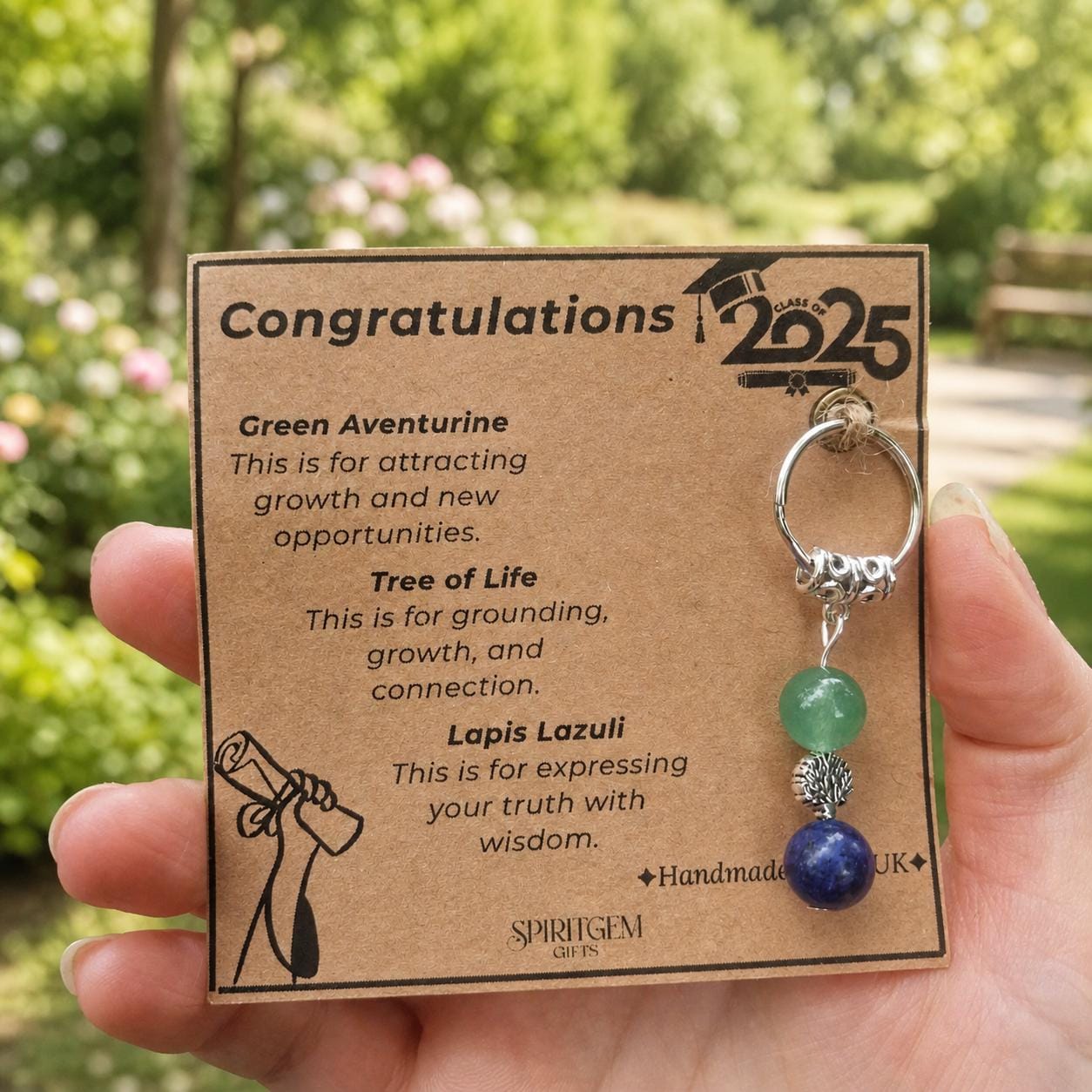 Personalized Graduation Crystal Keyring: Class of 2026, Tree of Life Charm