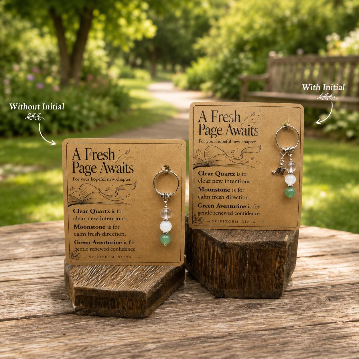 PERSONALISED FRESH START Crystal Keyring, New Chapter Gift with Illustrated Keepsake Card