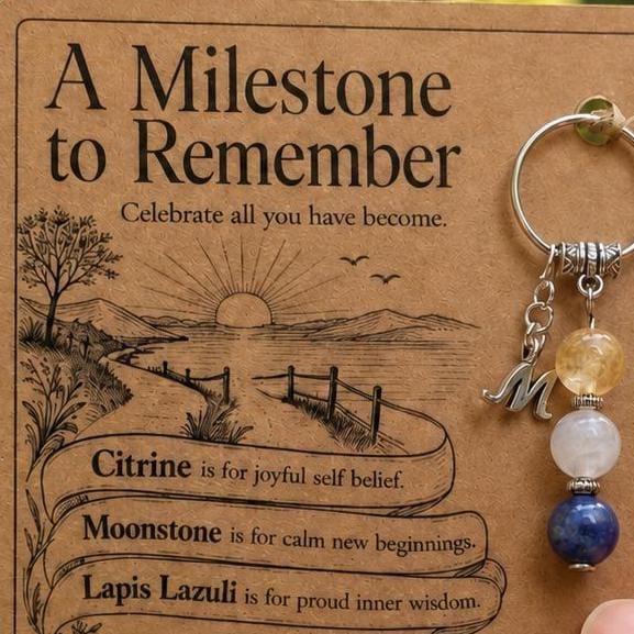 PERSONALISED RETIREMENT Crystal Keyring, Milestone Gift with Illustrated Keepsake Card