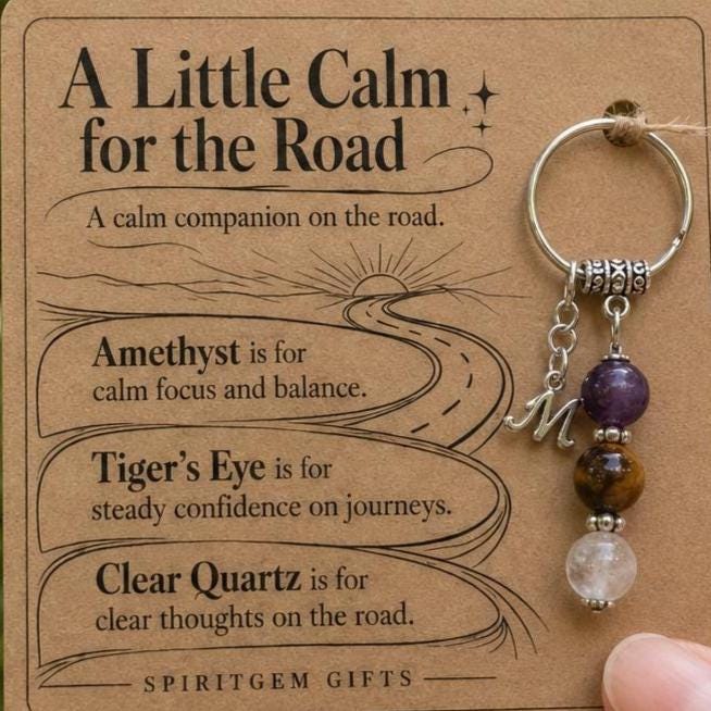 PERSONALISED SAFE DRIVING Crystal Keyring, Driver Gift with Illustrated Keepsake Card