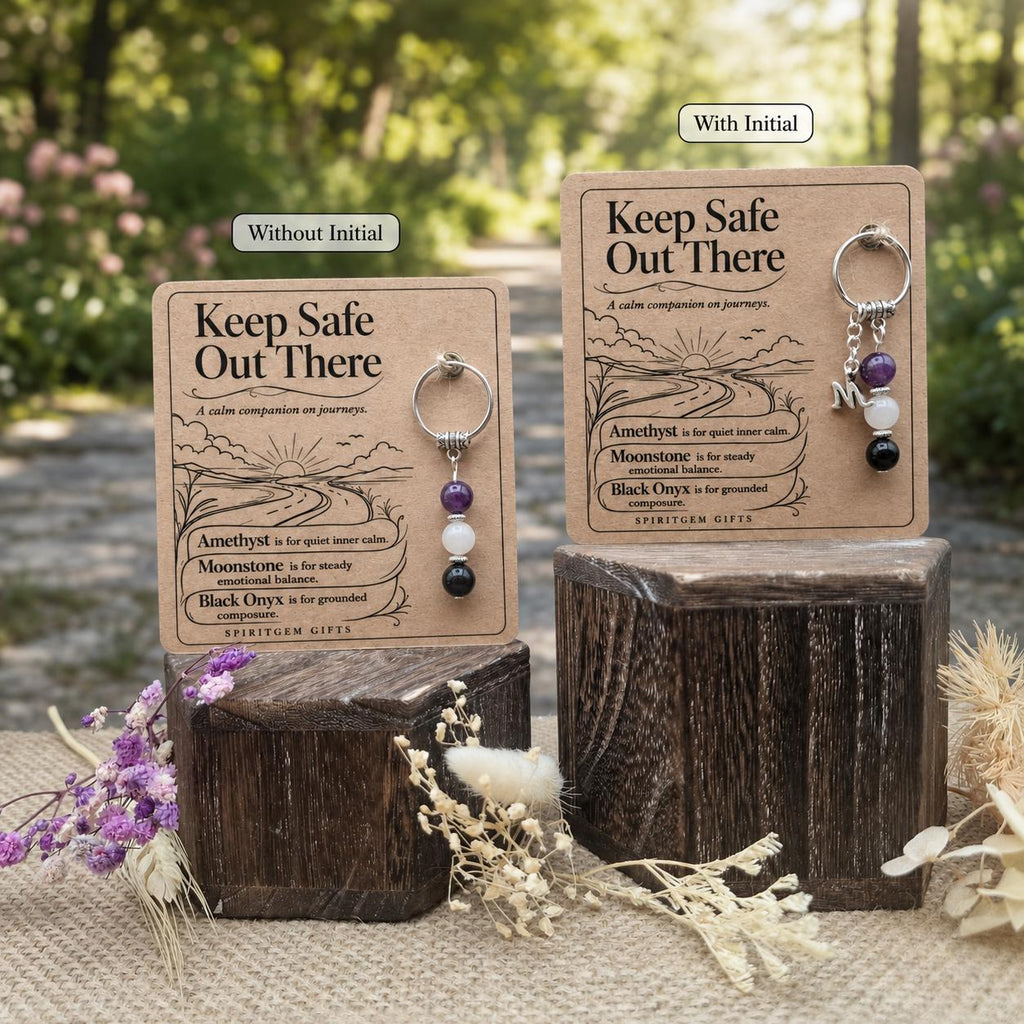 New Driver Gift, Passed Driving Test Crystal Keyring with Illustrated 'Keep Safe Out There' Card