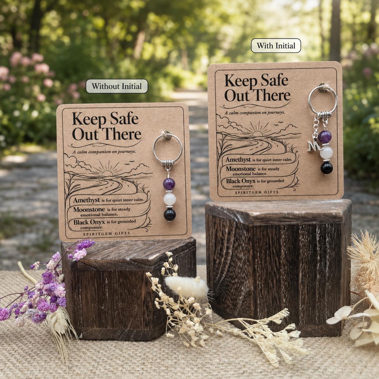 New Driver Gift, Passed Driving Test Crystal Keyring with Illustrated 'Keep Safe Out There' Card
