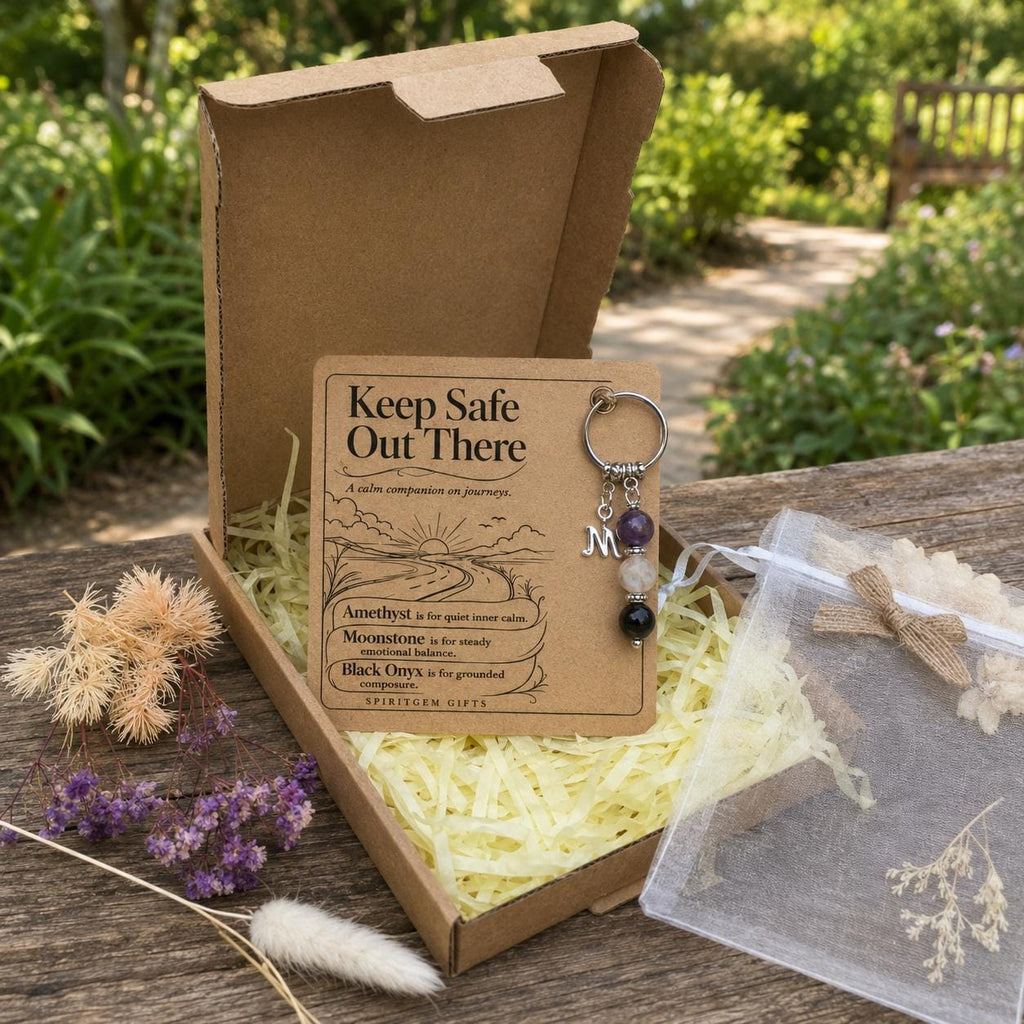 New Driver Gift, Passed Driving Test Crystal Keyring with Illustrated 'Keep Safe Out There' Card